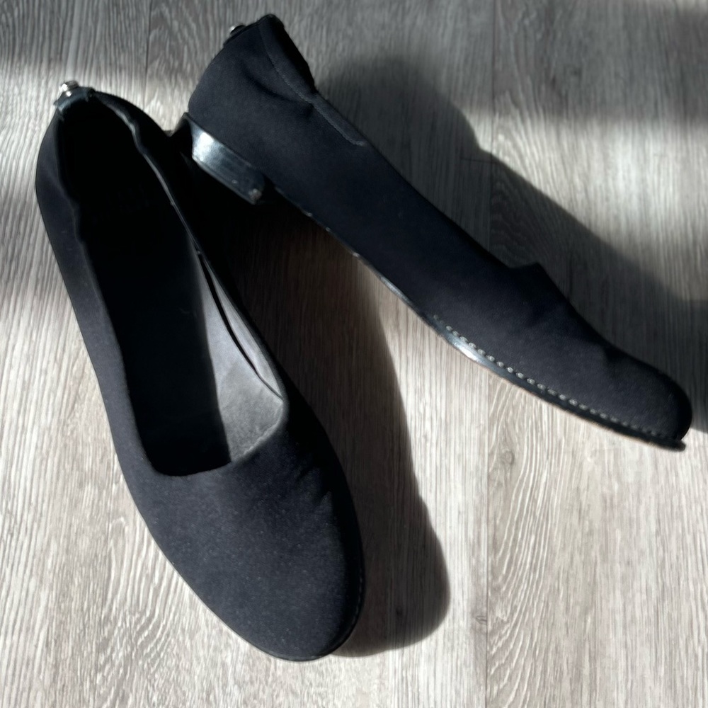 Vintage Y2k Stuart Weitzman Flats: Black Neoprene Slip Ons